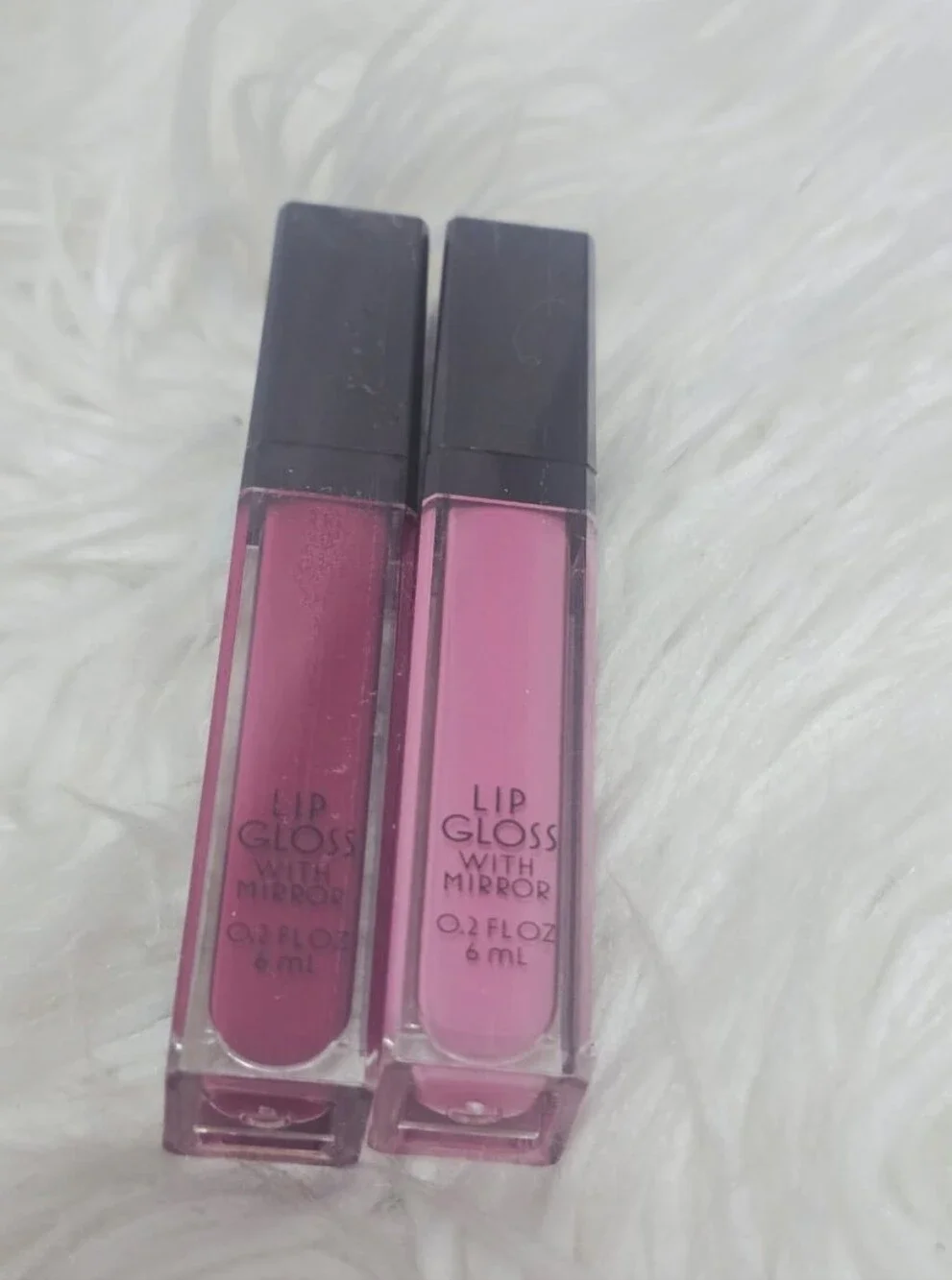 Fantasia Glass-Like Lip Gloss with Mirror Set of 2 Mauve and Pink